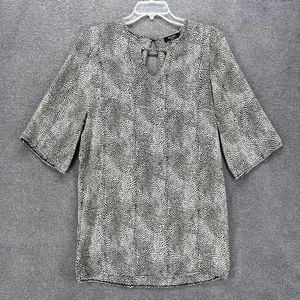 Shendel Paris Dress Women Tunic Shift Animal Print Bell Sleeve thin Round V Neck